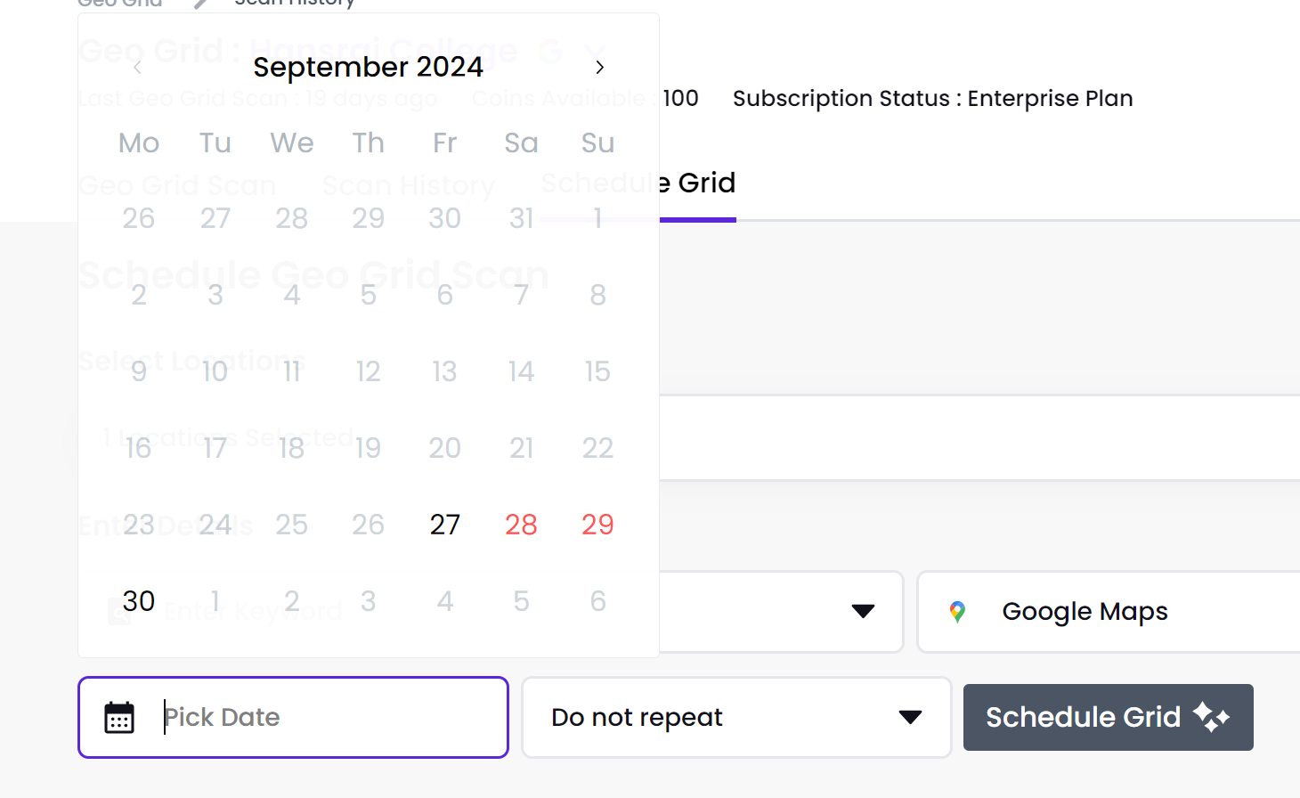 Date selection